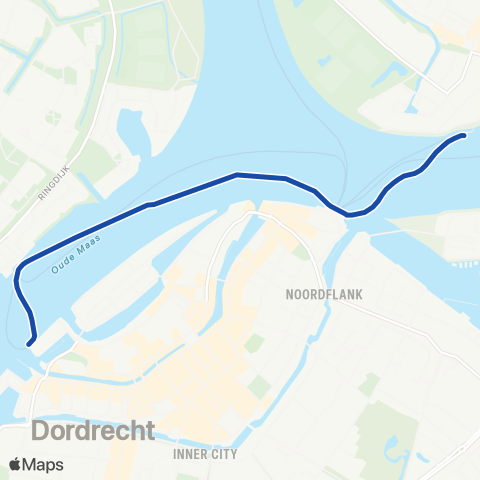 Waterbus Dordrecht Hooikade - Papendrecht map