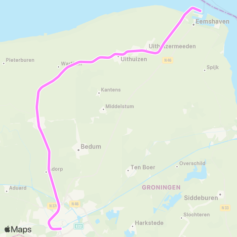 Arriva Eemshaven - Groningen map