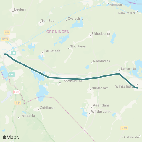 Arriva Groningen - Winschoten map