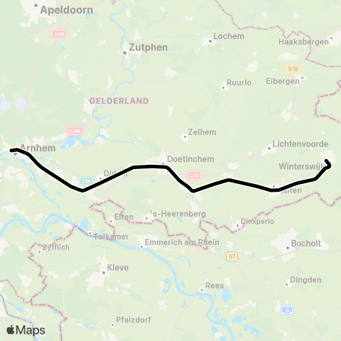 Arriva Arnhem Centraal - Winterswijk map