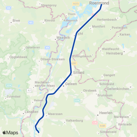 Arriva Maastricht Randwyck - Roermond map