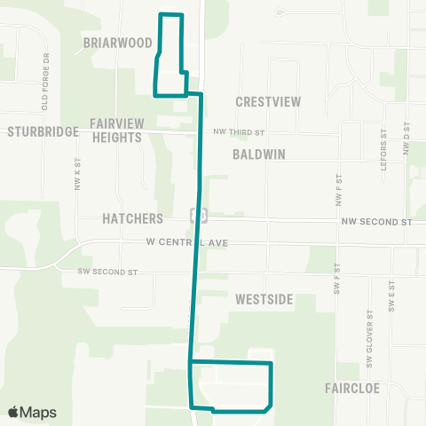 Ozark Regional Transit Route 12 map