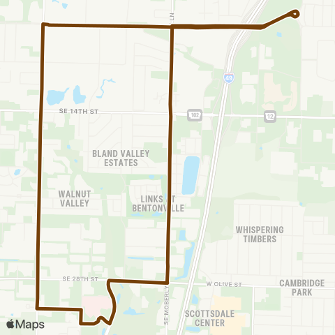 Ozark Regional Transit Route 14 map