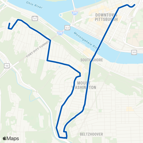 PRT Mount Washington map