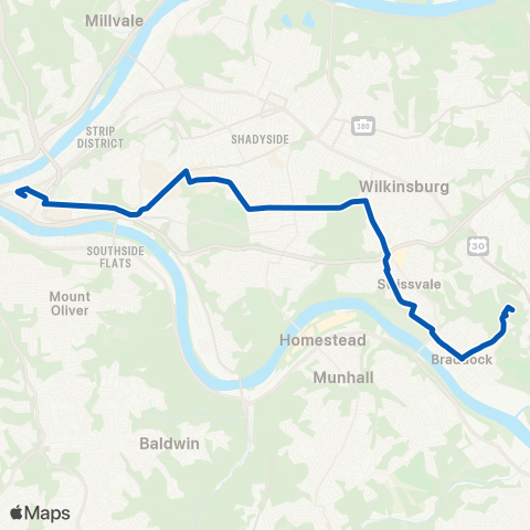 PRT Braddock-Swissvale map