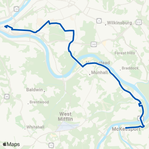 PRT McKeesport-Homestead map