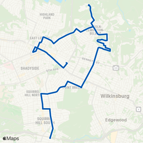 PRT Homewood-Squirrel Hill map