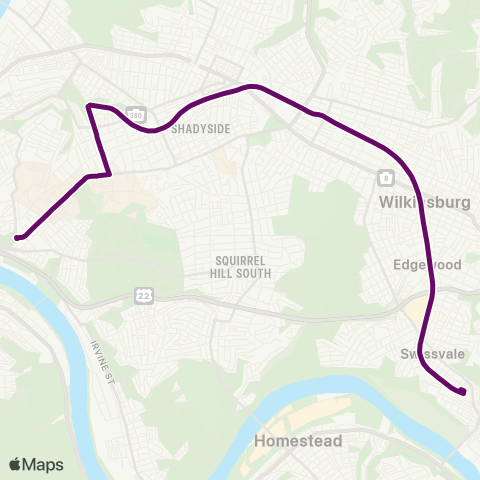 PRT East Busway-Oakland map