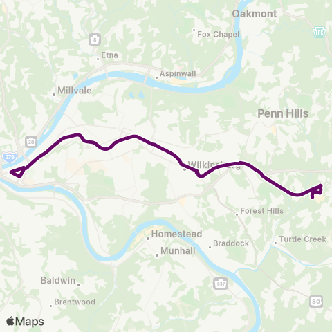 PRT Monroeville Flyer map