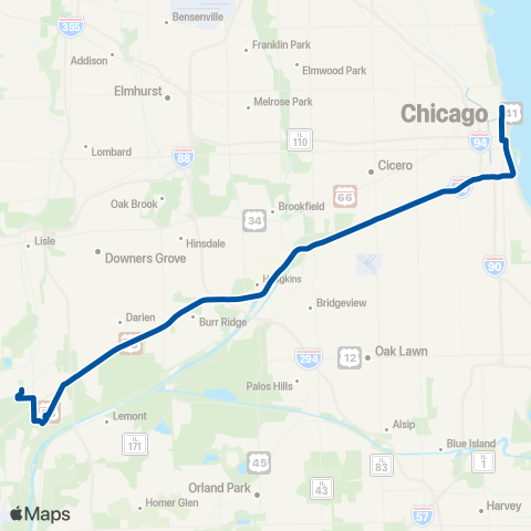 Pace South Bolingbrook – East Loop Express map