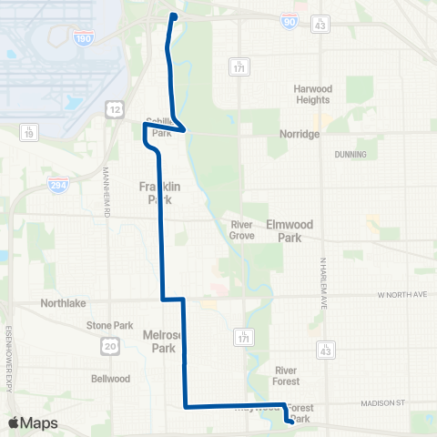 Pace Forest Park - Rosemont map