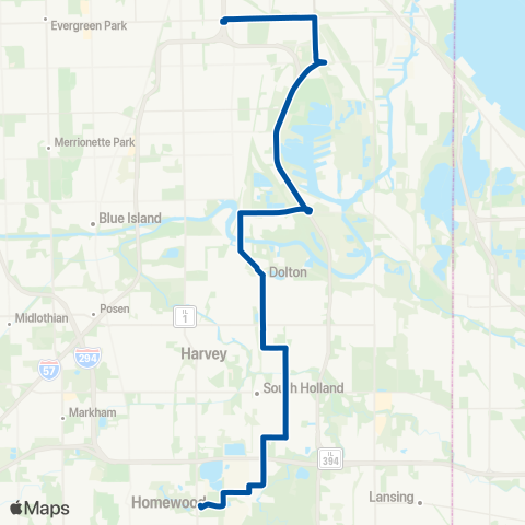 Pace 95th Red Line-Calumet City-Homewood map