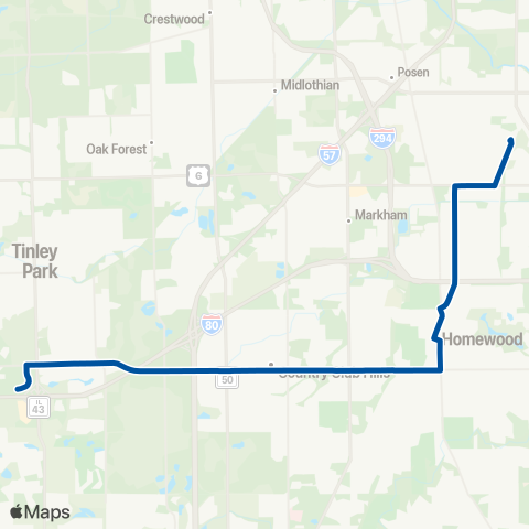 Pace Harvey - Homewood - Tinley Park map