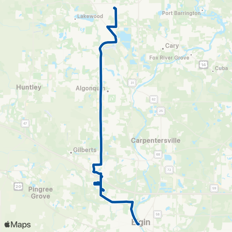 Pace Elgin Transportation Ctr - Crystal Lake map