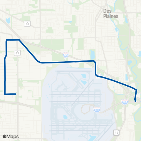 Pace Elk Grove - Rosemont CTA Station map