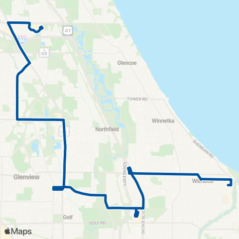 Pace Linden CTA / Glenview / Northbrook Court map