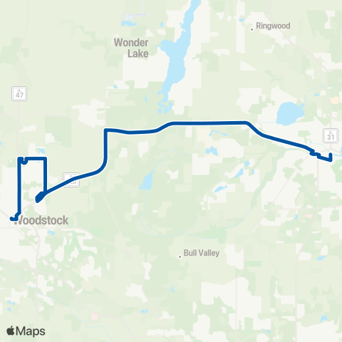 Pace Woodstock-McHenry map