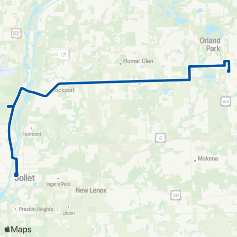 Pace Joliet - Orland Park map