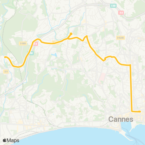 Palmbus Ranguin - Lycée Carnot - Gare SNCF de Cannes map