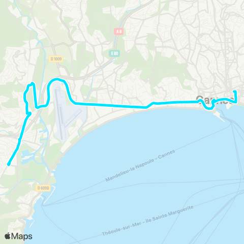 Palmbus Gare SNCF de Cannes - Ctre comm. Minelle map