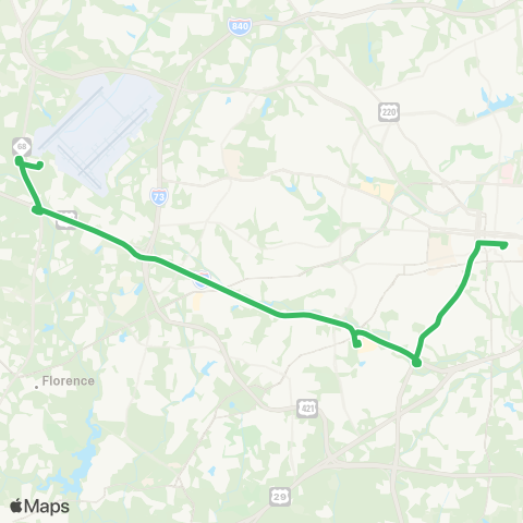 Piedmont Authority for Regional Transportation (PART) Greensboro Express map