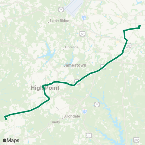 Piedmont Authority for Regional Transportation (PART) Davidson County Greensboro Express map