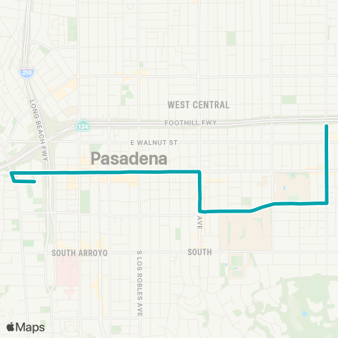 Pasadena Transit Old Pasadena - PCC - Allen Station map