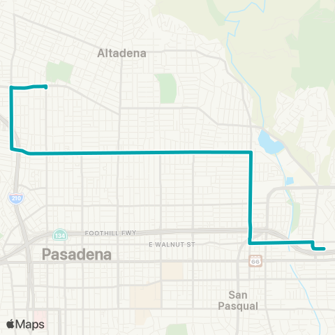 Pasadena Transit NW Pasadena - Foothill Blvd - SMV Sta map