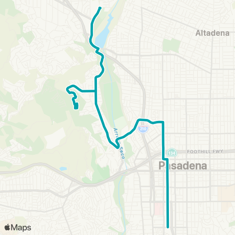 Pasadena Transit So. Raymond - Linda Vista - JPL map