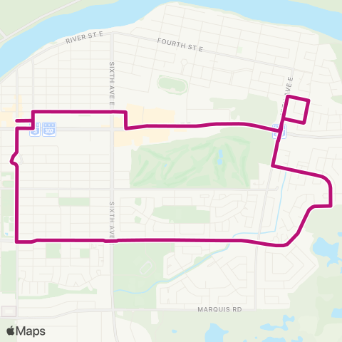 Prince Albert Transit Rush Hour Service map