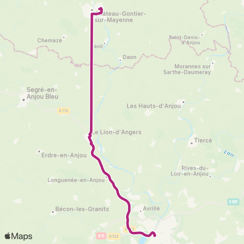 Aléop Maine-et-Loire Angers-Le Lion-d’Angers - Azé map