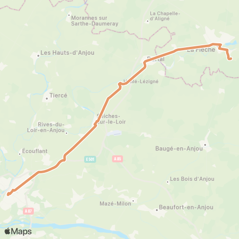 Aléop Maine-et-Loire Angers - Seiches - La Flèche map