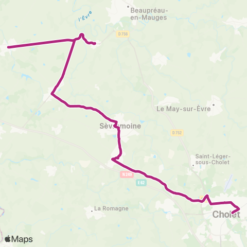 Aléop Maine-et-Loire Geste - Villedieu-la-Blouère - St-Macaire-en-Mauges - St-André-de-la-Marche - Cholet map