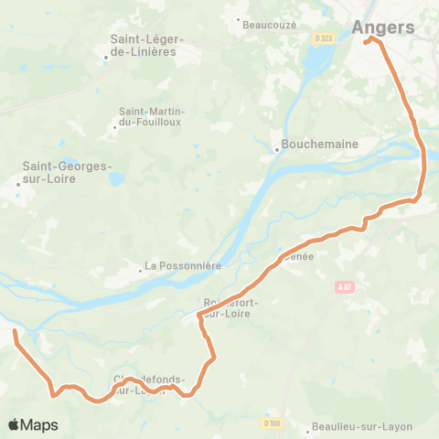 Aléop Maine-et-Loire Angers - Chalonnes-sur-Loire map