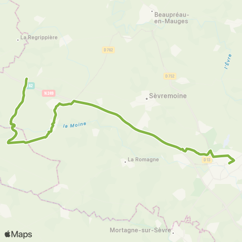 Aléop Maine-et-Loire Sèvremoine (Tillières) - Cholet map