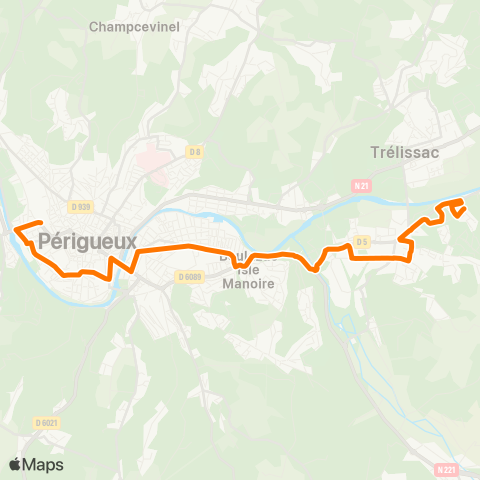 Péribus Ligne E5 map