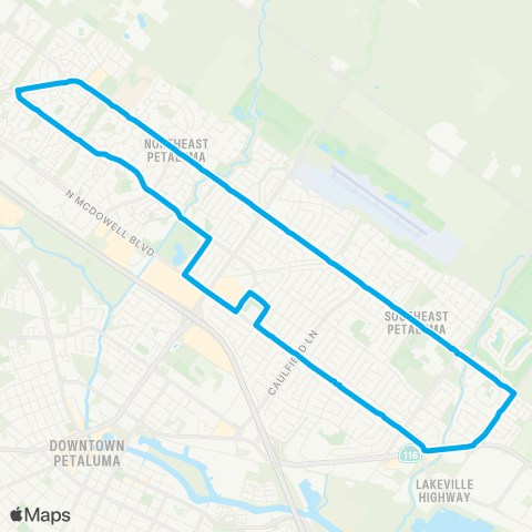 Petaluma Transit East Petaluma Clockwise map