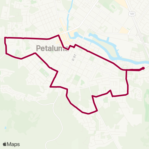 Petaluma Transit Petaluma Junior High and Petaluma High map