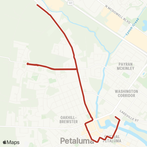 Petaluma Transit Petaluma Blvd N & SMART map