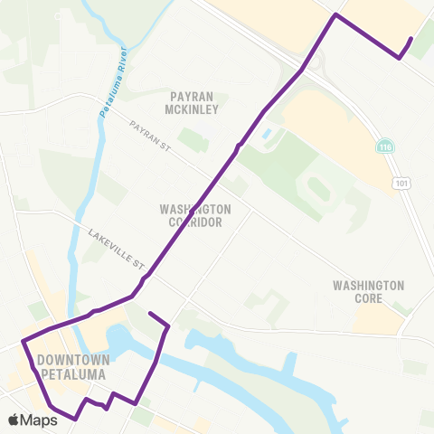 Petaluma Transit East - West Connector map