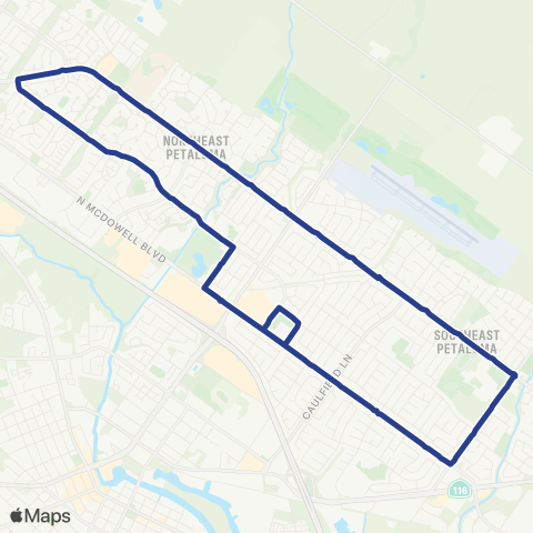 Petaluma Transit East Petaluma Counterclockwise map