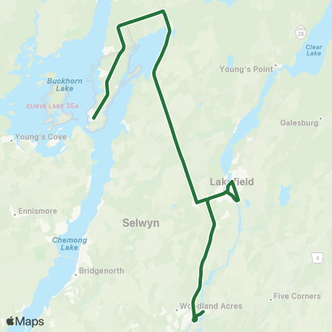 Peterborough Transit Curve Lake map