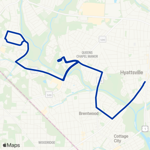 TheBus W Hyattsville Chillum / Prince Georges Plaza Metrorail Sta map