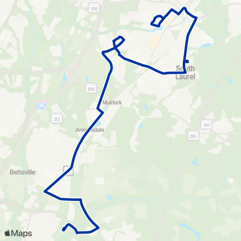 TheBus Towne Ctr Laurel / S Laurel P&R / Laurel Regional Hosp / Greenbelt Metrorail Sta map