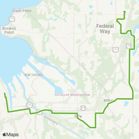 Pierce Transit Milton / Federal Way map