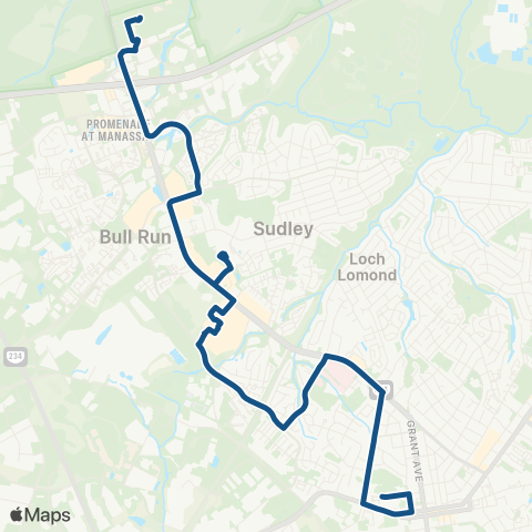 OmniRide Manassas North to NOVA Campus map