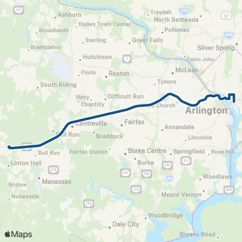 OmniRide Gainesville Washington DC Express map