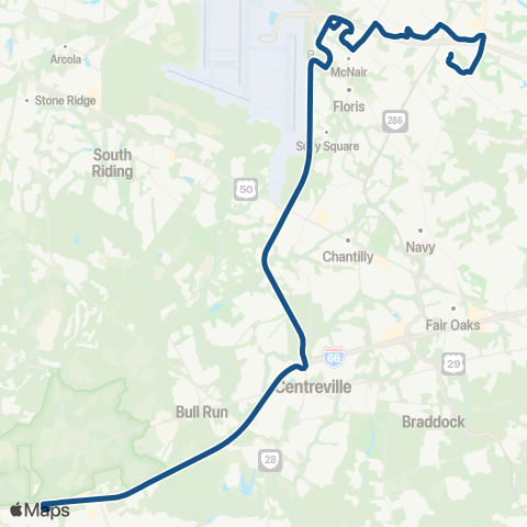OmniRide Manassas to Dulles / Reston / Herndon map
