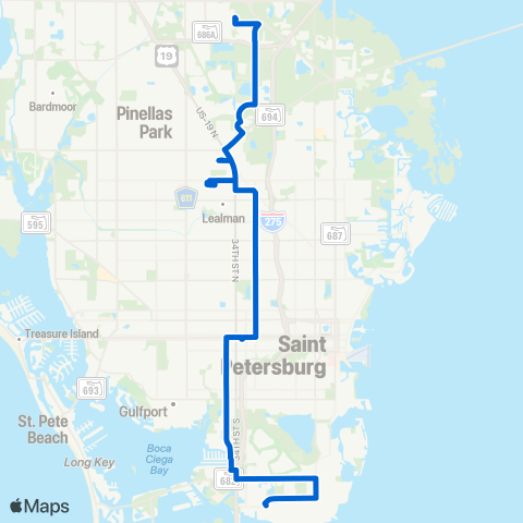 PSTA South St Pete / PSTA 34th St map