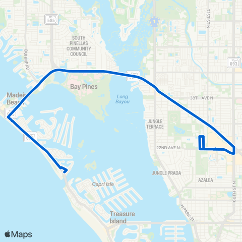 PSTA Tyrone Square Mall / Johns Pass Village map